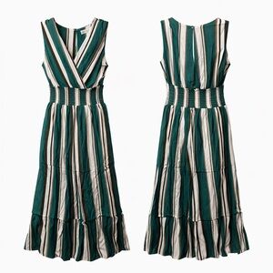 ILLA ILLA Green and White Striped Midi Romper